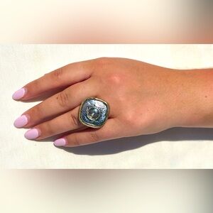 Silver and Gold Bulls Eye Ring